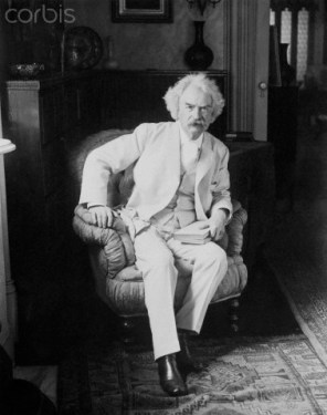 Mark Twain Sitting in Armchair